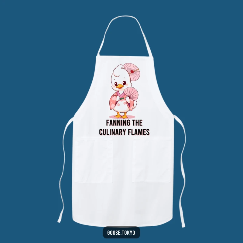 Funny Goose Chef Apron: Pink Floral Fan Design - Kitchen Gift!