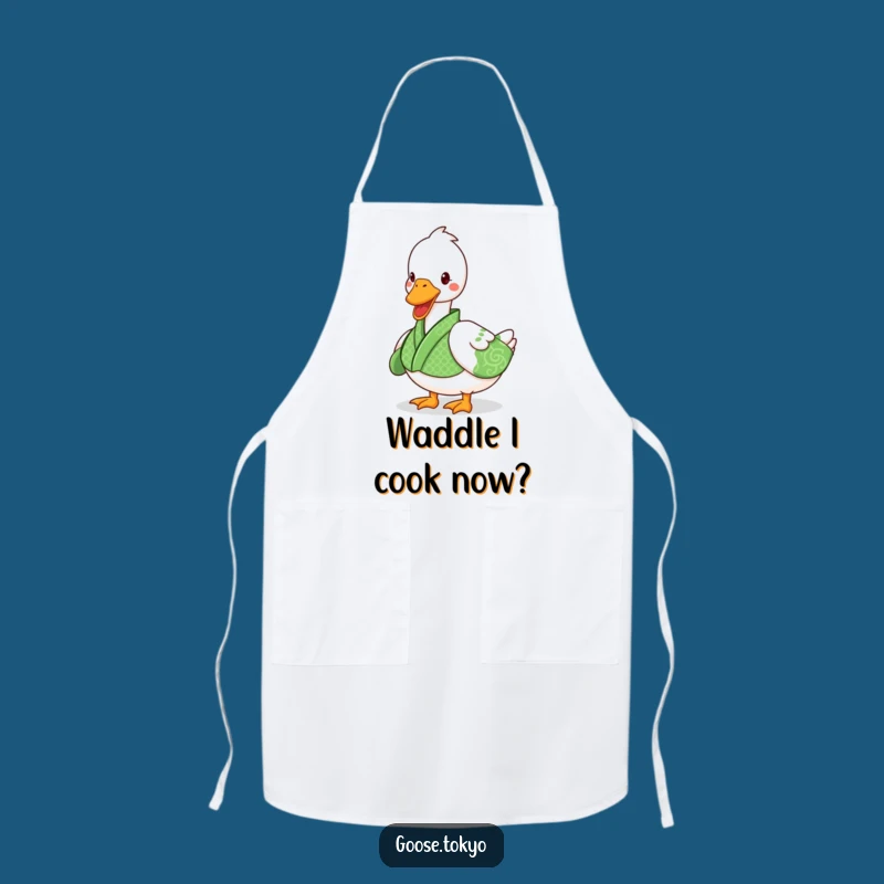 Funny Goose Kimono Apron - Playful Waddle Cooking Fun, Foodie Gift