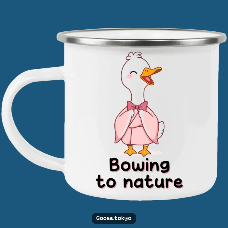 Funny Goose Kimono Camping Mug - Durable Pink Elegance, Outdoor Humorous Gift