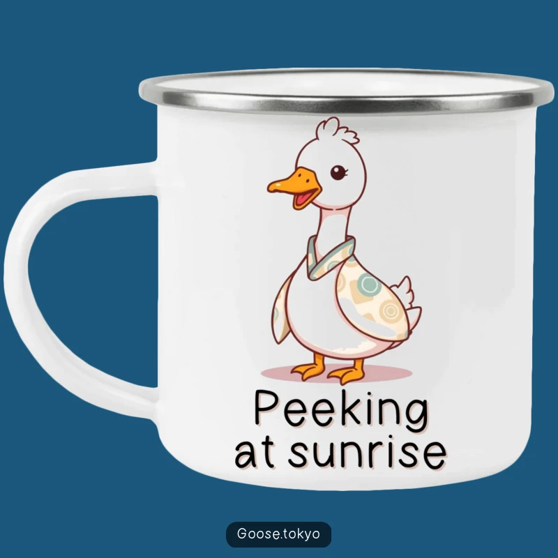 Funny Goose Camp Mug: Peeking Kimono - Outdoor Gift!