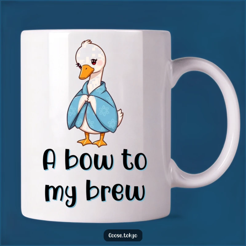 Funny Goose Kimono Mug: Elegant Humor for Your Morning Brew