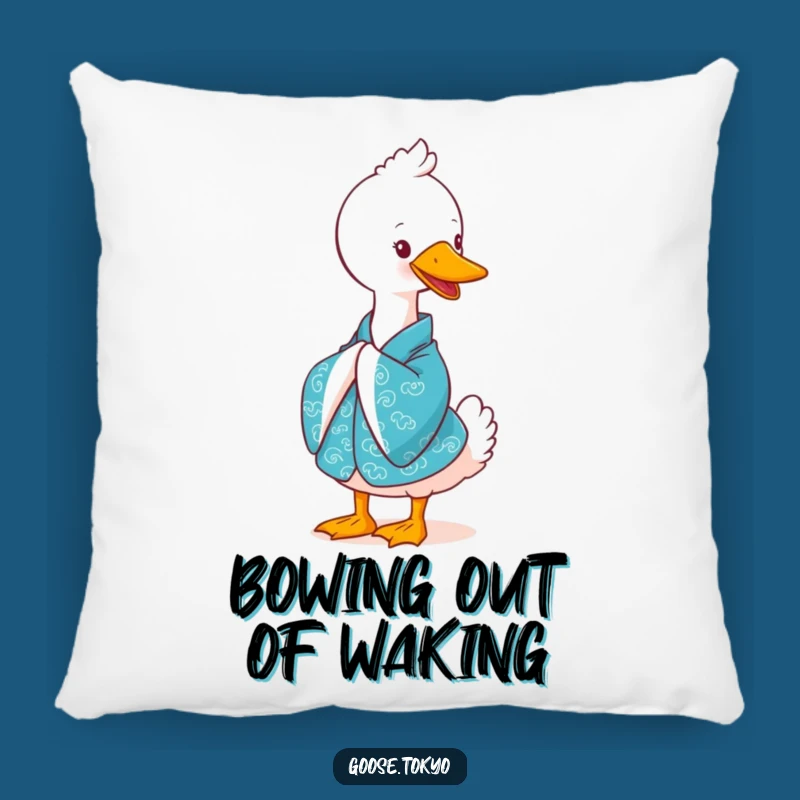 Funny Goose Pillow: Blue Kimono Bow Accent - Cozy Gift!