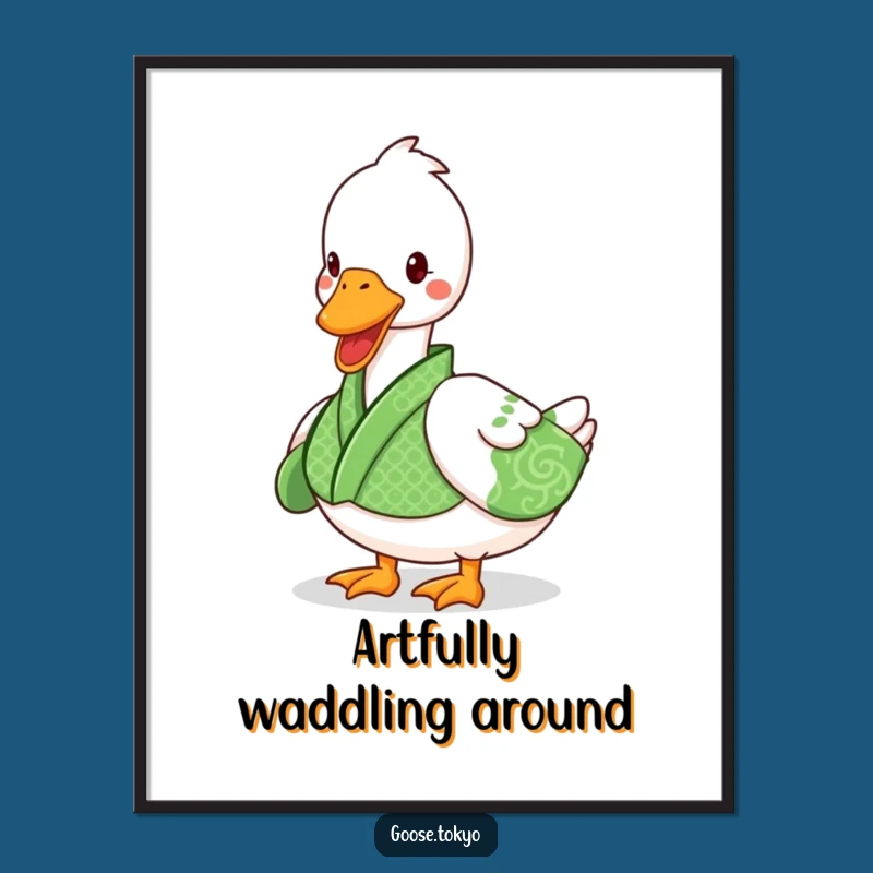 Funny Goose Kimono Digital Art - Playful Waddle Print, Gift