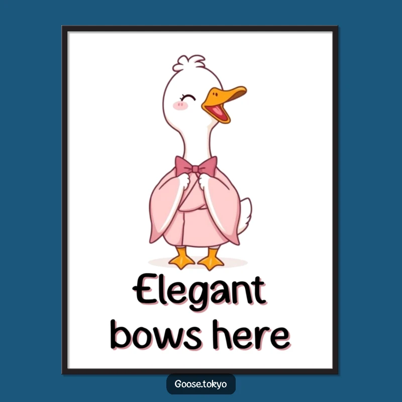 Funny Goose Kimono Art Print - Elegant Pink Design, Instant Humorous Decor