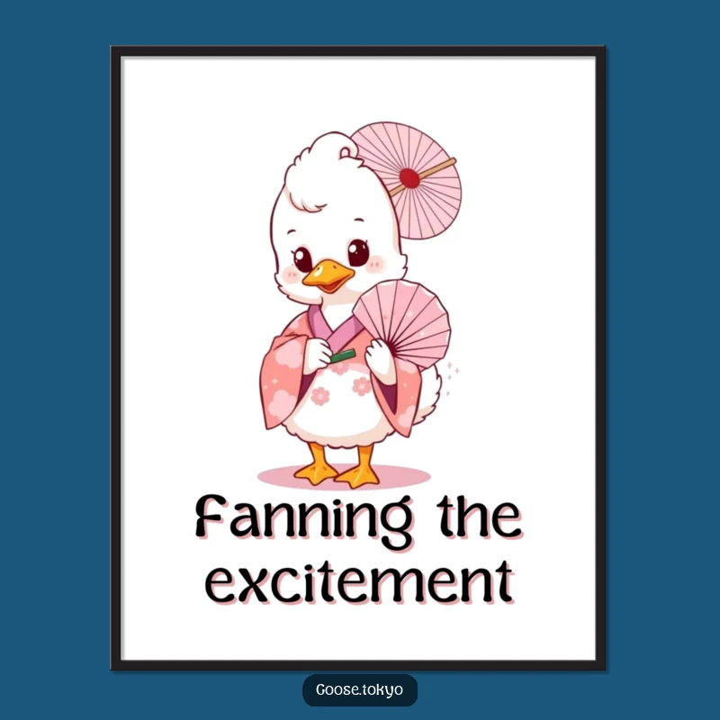 Funny Goose Digital Art: Pink Floral Fan Scene - Instant Gift!