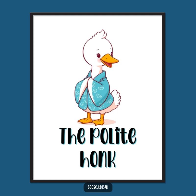Funny Goose Digital Art: Blue Kimono Bow Scene - Instant Gift!