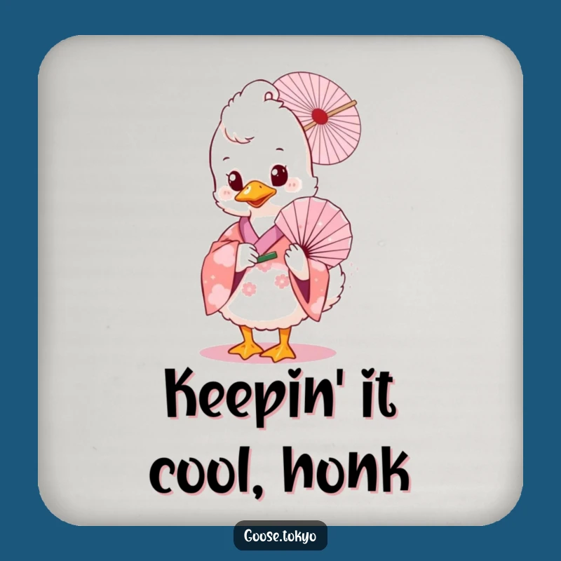 Funny Goose Coaster: Pink Floral Fan Protection - Gift!