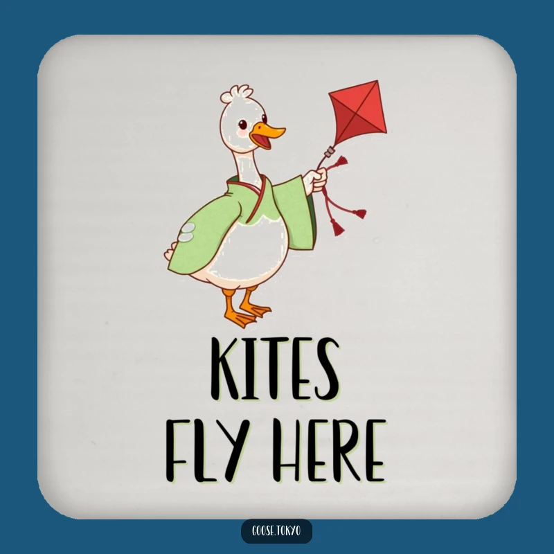 Funny Goose Kite Coaster - Protect Surfaces with Green Playful Humor