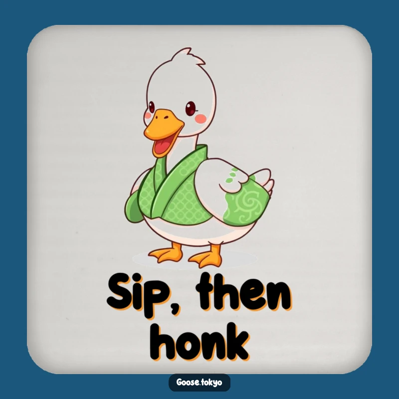 Funny Goose Kimono Drink Coaster - Playful Waddle Protection, Gift