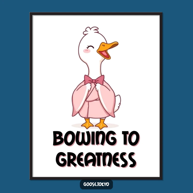 Funny Goose Kimono Poster - Elegant Pink Art, Hilarious Wall Decor Gift