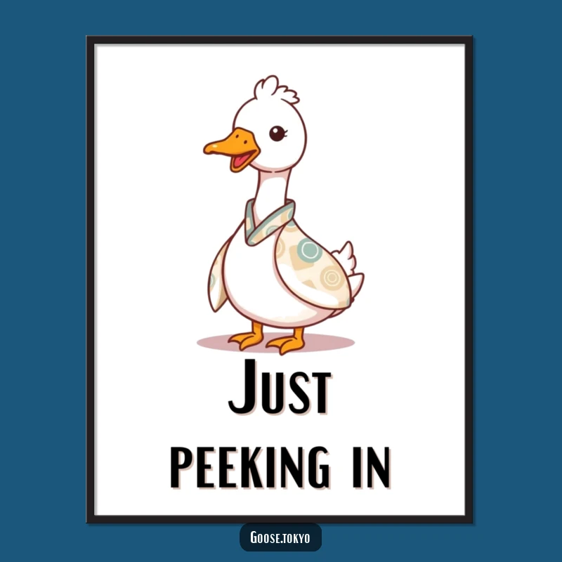 Funny Goose Art Print: Peeking Kimono Decor - Whimsical Gift!