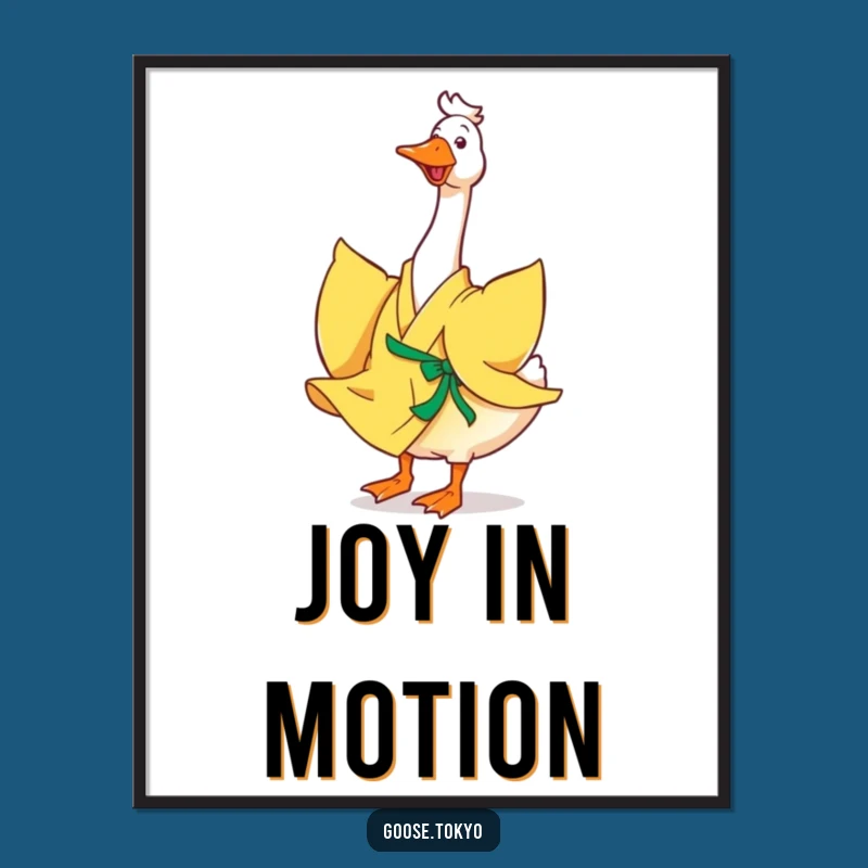 Funny Goose Art Print: Yellow Kimono Twirl Decor - Whimsical Gift!