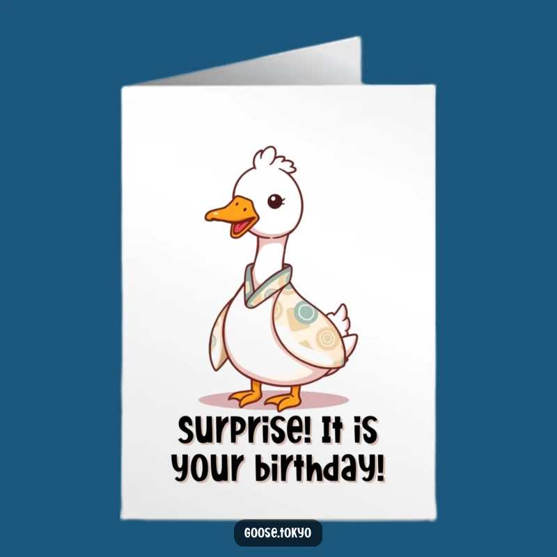 Free Printable Birthday Card: Peek-a-Boo Goose Funny Surprise Downloadable Gift