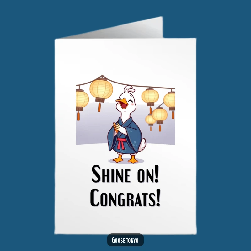 Free Printable Congrats Card: Goose Claps Lanterns, Celebratory & Funny