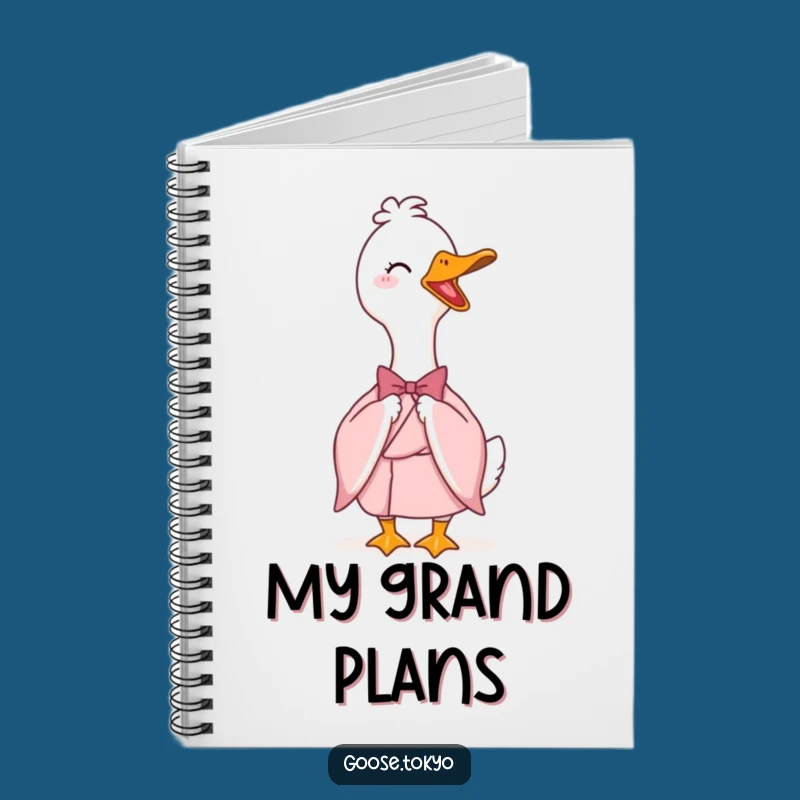 Funny Goose Kimono Notebook - Elegant Pink Journal, Humorous Gift for Writers