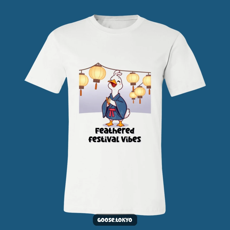 Funny Goose Kimono T-Shirt: Joyful Goose with Lanterns, Unique Funny Gift for Party Goers