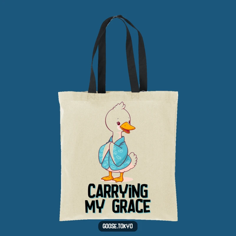 Funny Goose Tote Bag: Blue Kimono Bow Holder - Stylish Gift!