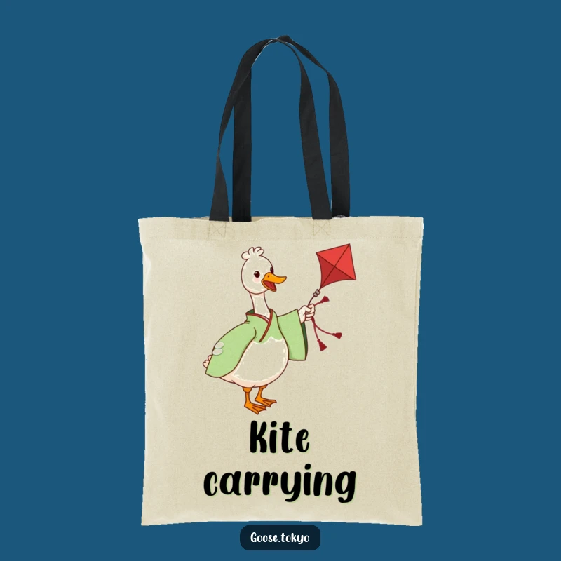 Funny Goose Kite Tote Bag - Charming Green Design, Ideal Humorous Gift