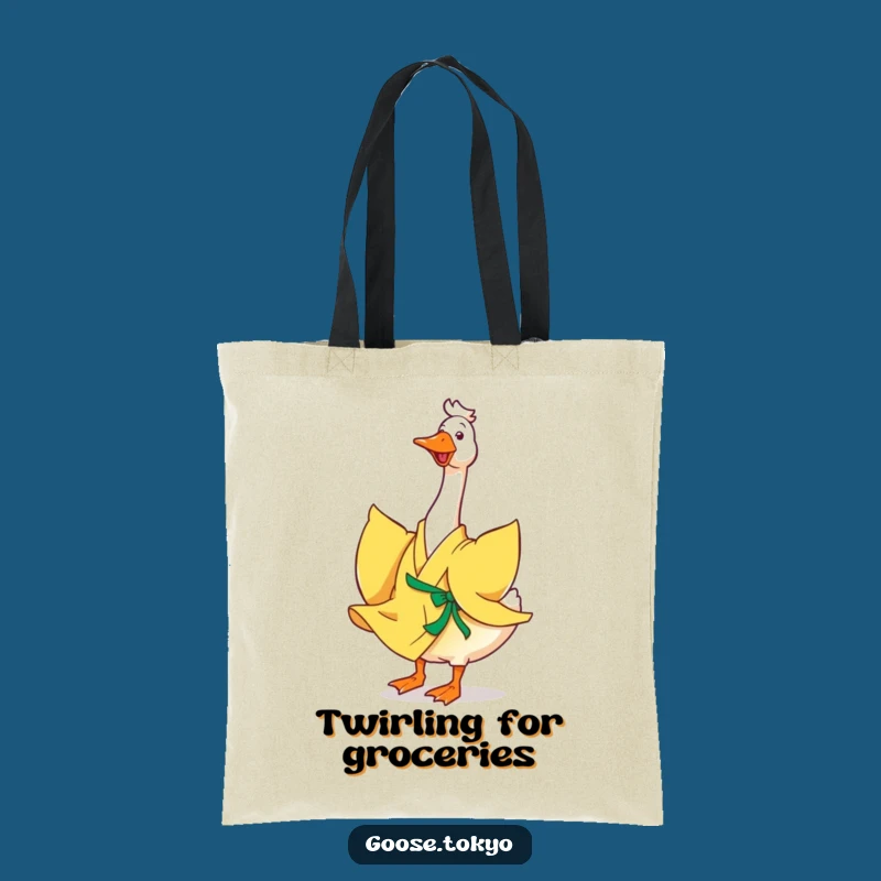 Funny Goose Tote Bag: Yellow Kimono Twirl Carrier - Stylish Gift!